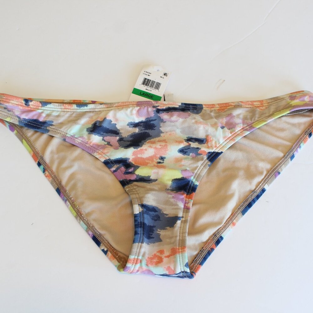 Bar III Bikini Swim Bottom Blue Floral Abstract Large NWT